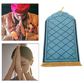 Portable Flannel Prayer Rug with Tassel Floor Mat Salat Rug for Decor Ramadan Eid Gift