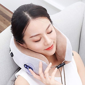 Hình ảnh Gối massage vai gáy vòng cổ chữ U đa năng cao cấp, mô phỏng mát xa 3D