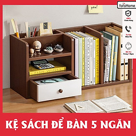 Kệ Sách Gỗ MDF Để Bàn 5 Ngăn 1 Ngăn Kéo, Tủ Hồ Sơ Tài Liệu Để Phòng Làm Việc Cao Cấp