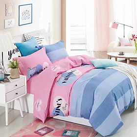 Bộ Drap không mền thương hiệu YOONA KOREA - VALENTINE PINK STRIPE