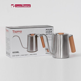 Mua Ấm rót inox 304 tay cầm gỗ vuông pha cà phê tiện lợi Tiamo 600ml