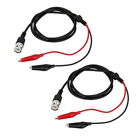 2pcs BNC Male Plug Q9 to Dual Double Alligator Clip Connector Probe Cable