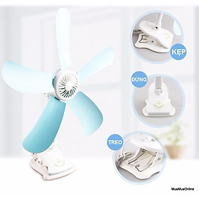 Mua Quạt Mini Kẹp Bàn 5 Cánh 3 Công Dụng - Hàng Chính Hãng