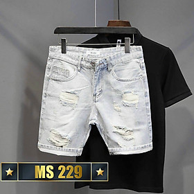 Quần Short Jean Nam, Quần Short Jean Phối Rách Chất Bò Cao Cấp MS229