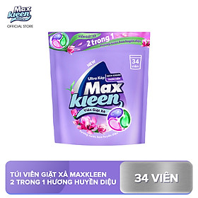 Túi Viên Giặt Xả MaxKleen 2 Trong 1 Hương Nước Hoa Huyền Diệu 34 viên túi