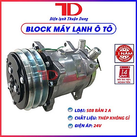 Block lạnh ô tô Sanden 508 bản 2A 24V dây đồng, Lốc nén ô tô, Lốc lạnh 508 - Điện lạnh Thuận Dung