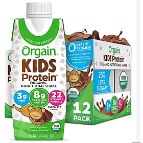 Date 04/2025 Thùng 12 Hộp Sữa nước Protein hữu cơ Orgain Kids Protein Vị Socola 244ml x 12
