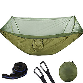 Portable Parachute Outdoor Camping Hammock with Mosquito Net, Straps ,Carabiners