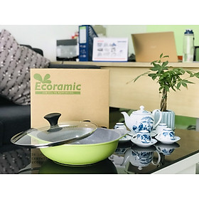 CHÍNH HÃNG Nồi lẩu bếp từ Ecoramic 28cm, phủ vân đá chống dính, siêu bền