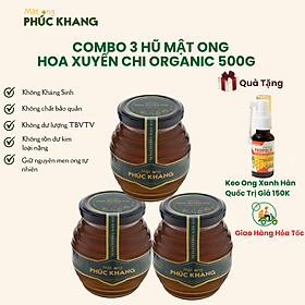 3 Hũ Mật ong nguyên chất Hoa xuyến chi Phúc Khang (500g) - Hàng Chính Hãng - Mật ong cao cấp , mật ong sạch đạt chuẩn xuất khẩu 