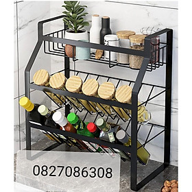 Kệ Gia Vị INOX 304 3 Tầng Cao Cấp Nhập Khẩu, Kệ nhà bếp đa năng