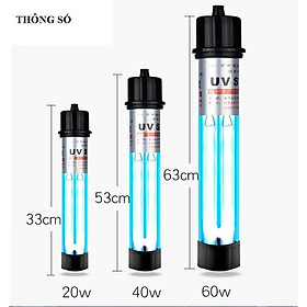 Đèn UV 2 bóng diệt tảo, khuẩn có hại dành cho hồ cá lớn công suất 20,30,40,60W - Công suất 40W