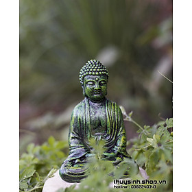 Mua Diện Phật Thích Ca màu xanh rêu cao 15cm trang trí hồ cá  thuỷ sinh  tiểu cảnh  bán cạn  terrarium