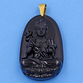 Mặt Phật - Đại Thế Chí Bồ Tát - thạch anh đen 6cm MDES4 - tuổi Ngọ