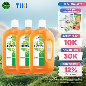 Combo 3 Dung dịch diệt khuẩn đa năng Dettol 1L