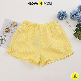 Quần short đùi bé gái 4LOVA mặc nhà đi chơi dáng lửng xinh xắn thô cotton thoáng mát