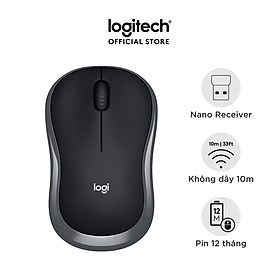 Chuột không dây Logitech B175 - đầu thu USB 2.4Ghz, pin 1 năm, nhỏ gọn, thiết kế thuận cả 2 tay, phù hợp PC/ Laptop - Hàng chính hãng