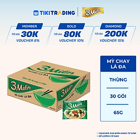 Thùng 30 Gói Mì Reeva 3 Miền Chay Lá Đa 65G