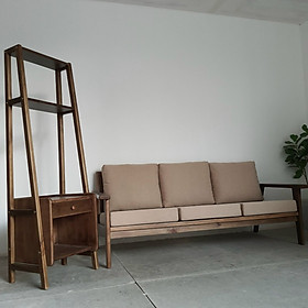 Ghế sofa băng dài, gỗ tự nhiên gồm nệm