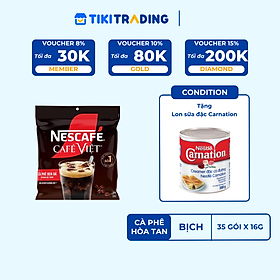 [Tặng 1 LON SỮA ĐẶC] Cà phê Hòa tan NESCAFÉ CAFÉ VIỆT 35 gói Vị Mạnh đặc trưng