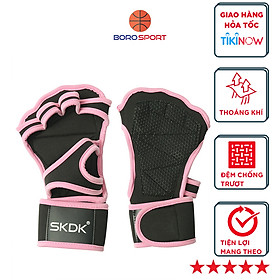 Găng tay tập gym hở mu bàn tay  Cleacco SKDK   , thoáng khí , đệm lòng bàn tay chắc chắn - Hàng chính hãng BORO SPORT - L - Hồng