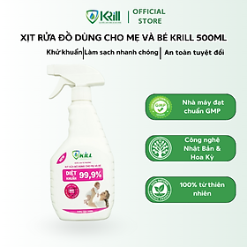 Nước xịt rửa đồ dùng cho mẹ và bé KRILL 500ml khử khuẩn, làm sạch nhanh chóng, an toàn tuyệt đối