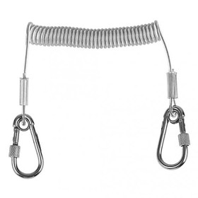 1.6M Retractable Steel Wire Coiled Lanyard Safe Extension Rope w/ Carabiners