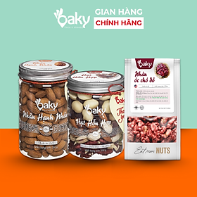 Quà Tặng Oaky - Combo Hạt Dinh Dưỡng Cao Cấp - ÓC CHÓ ĐỎ, HẠNH NHÂN, HẠT HỖN HỢP - Tặng Túi Giấy