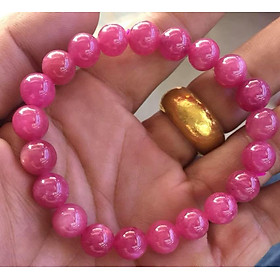 VÒNG TAY VIP ĐÁ RUBBY HỒNG TỰ NHIÊN SIZE VÒNG 9LY7 NỮ MỆNH HỎA MỆNH THỔ ĐEO SANG TRỌNG ĐẸP LẮM LUÔN Ạ