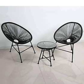 Mua Bộ bàn ghế dây văng ban công  cafe -DV001 - Màu Đen