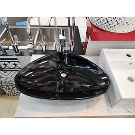 Mua CHẬU LAVABO ĐẶT BÀN HÌNH TAM GIÁC VÂN ĐÁ MÀU ĐEN VÂN KHÓI VÀNG CAO CẤP