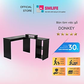 Bàn làm việc, bàn học gỗ hiện đại SMLIFE Donkey  | Gỗ MDF dày 17mm chống ẩm | D130xR110xC75cm