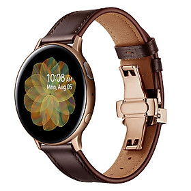 Mua Dây Da Khóa Bướm Gold Chống Gãy Size 20mm Cho Galaxy Watch Active 1 / Galaxy Watch 42 / Galaxy Watch Active 2