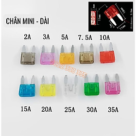 Cầu chì xe ô tô, cầu chì xe máy công suất chuẩn, đủ size, đủ công suất lựa chọn, câu trì chân mini, chân nhỏ, chân vừa - Chân Nhỏ - Dài