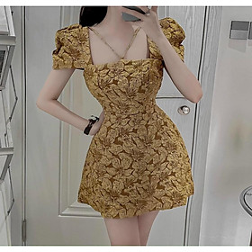 Đầm váy nữ gấm hoa cùng tone xinh xắn, sang chảnh thích hợp cho các nàng đi chơi, đi dự tiệc