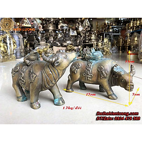 Trâu Cõng Cải Bắp Và Cóc Bằng Đồng Giả Cổ - Linh Vật Phong Thủy