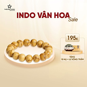Vòng tay trầm hương tròn đơn Indonesia vân hoa Thiên Mộc Hương, trầm tốc tự nhiên, thu hút tài lộc