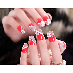 Móng tay giả nail thời trang đính đá - Bộ 24 móng