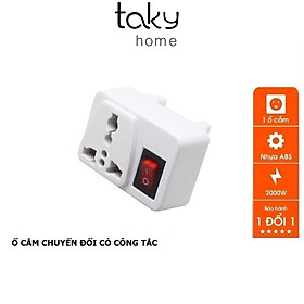 Mua Phích Ổ Cắm Điện Chuyển Đổi 3 Chấu Sang 2 Chấu  Có Công Tắc Tắt Bật Tiện Lợi  2000W  ABS Chống Cháy. TakyHome 8609