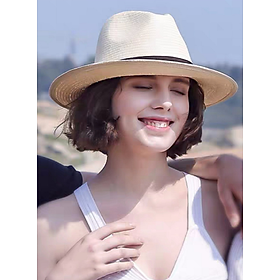 NÓN CAO BỒI NỮ FEDORA MŨ CAO BỒI THỜI TRANG HÀN QUỐC MÀU KEM - DN19VN0740