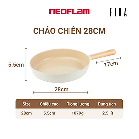 Mua  Hàng chính hãng  Chảo chiên  cạn chống dính  bếp từ Fika Neoflam cỡ lớn 28cm  thành cao 5 5cm  dài 44.5cm (gồm cán)  trọng lượng 965g. Made in Korea