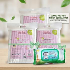 Combo 3 gói khăn khô đa năng Staydry 550g tặng 1 gói khăn ướt 100T