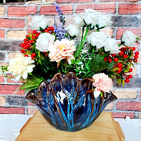 Mua Bình hoa lá sen con hến mem hỏa biến gốm sứ Bát Tràng