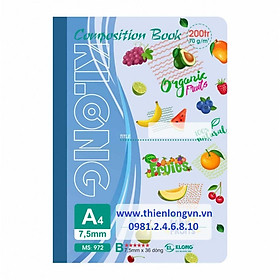 Sổ may dán gáy A4 - 200 trang; Klong 972 xanh biển