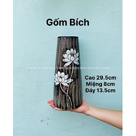 Hình ảnh Bình Hoa Lọ Hoa Men Mộc Dáng Búp Gốm Sứ Bát Tràng - Gốm Bích