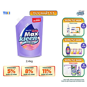 Túi Nước Giặt Xả Maxkleen Hương Hoa Nắng (2.4kg)