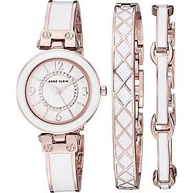 Anne Klein Women's Swarovski Crystal Accented Bangle Watch and Bracelet Set