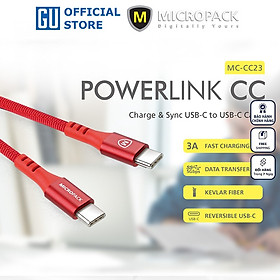 Mua Cáp Sạc MicroPack POWER LINK MC-CC23 Sạc Nhanh USB-C to C Dòng Điện Tối Đa 3A Dệt Bằng Sợi Kevlar Siêu Bền Hàng Chính Hãng