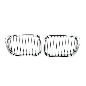 One Pair Plated Chrome Silver Front Grille Grilles for BMW E46 4 Door 98-01