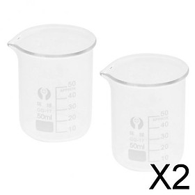 2x2PCS Laboratory Beaker Borosilicate Glass Measuring Cup Scale Beaker 50ml